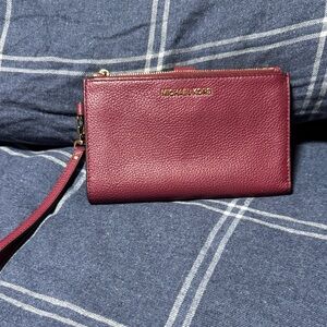 Michael Kors Plum Leather Wristlet